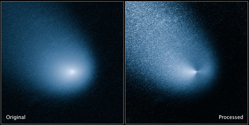 Illustration for article titled Here Is Comet Siding Spring's Dual Jets And Glowing Coma